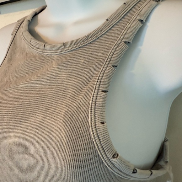 Only Hearts Gray Ribbed Tank Top w/Distressing - Picture 2 of 4